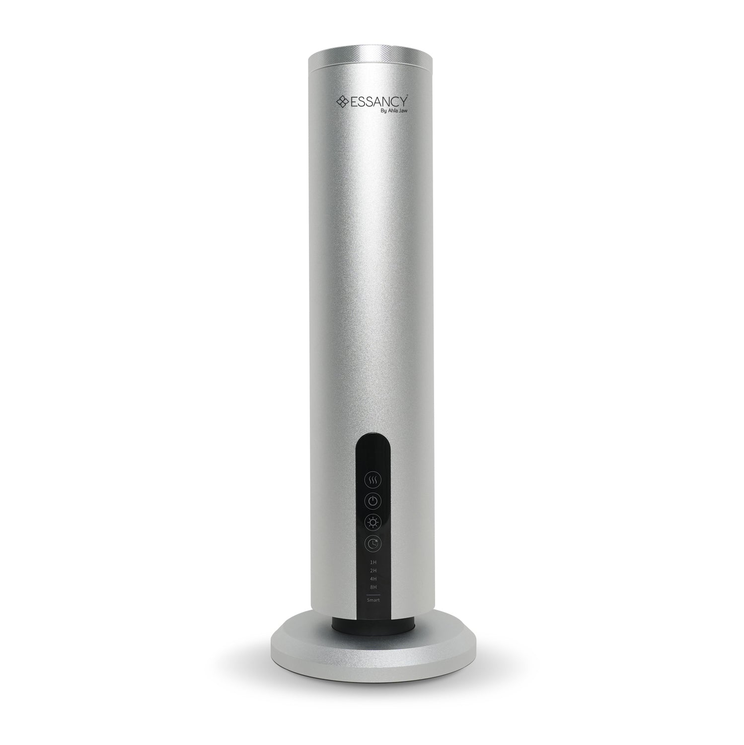 Silver electronic device with 'Essancy' branding on a white background