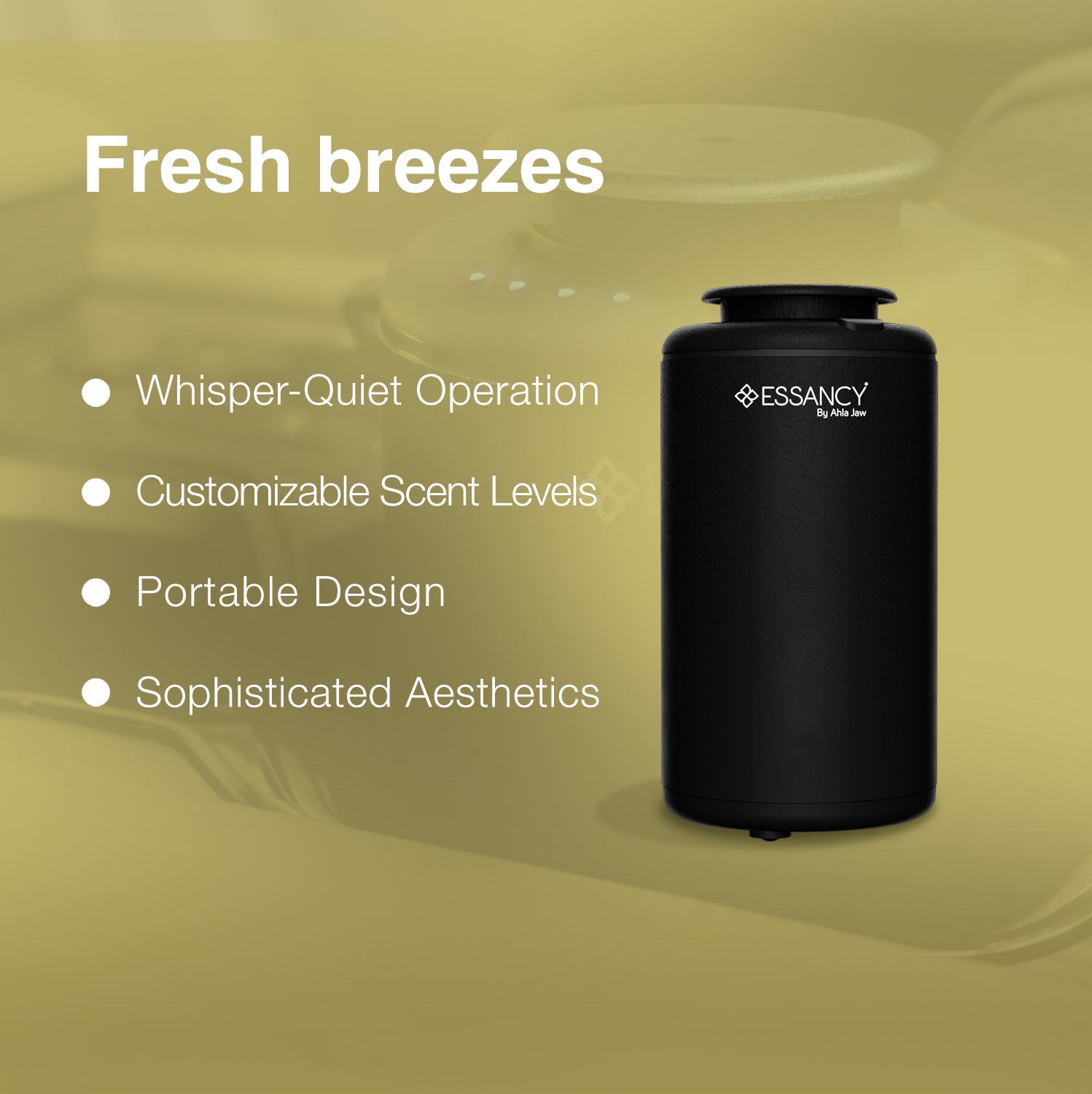 F1 car aroma diffuser air freshener with 'Essancy' branding on a green background