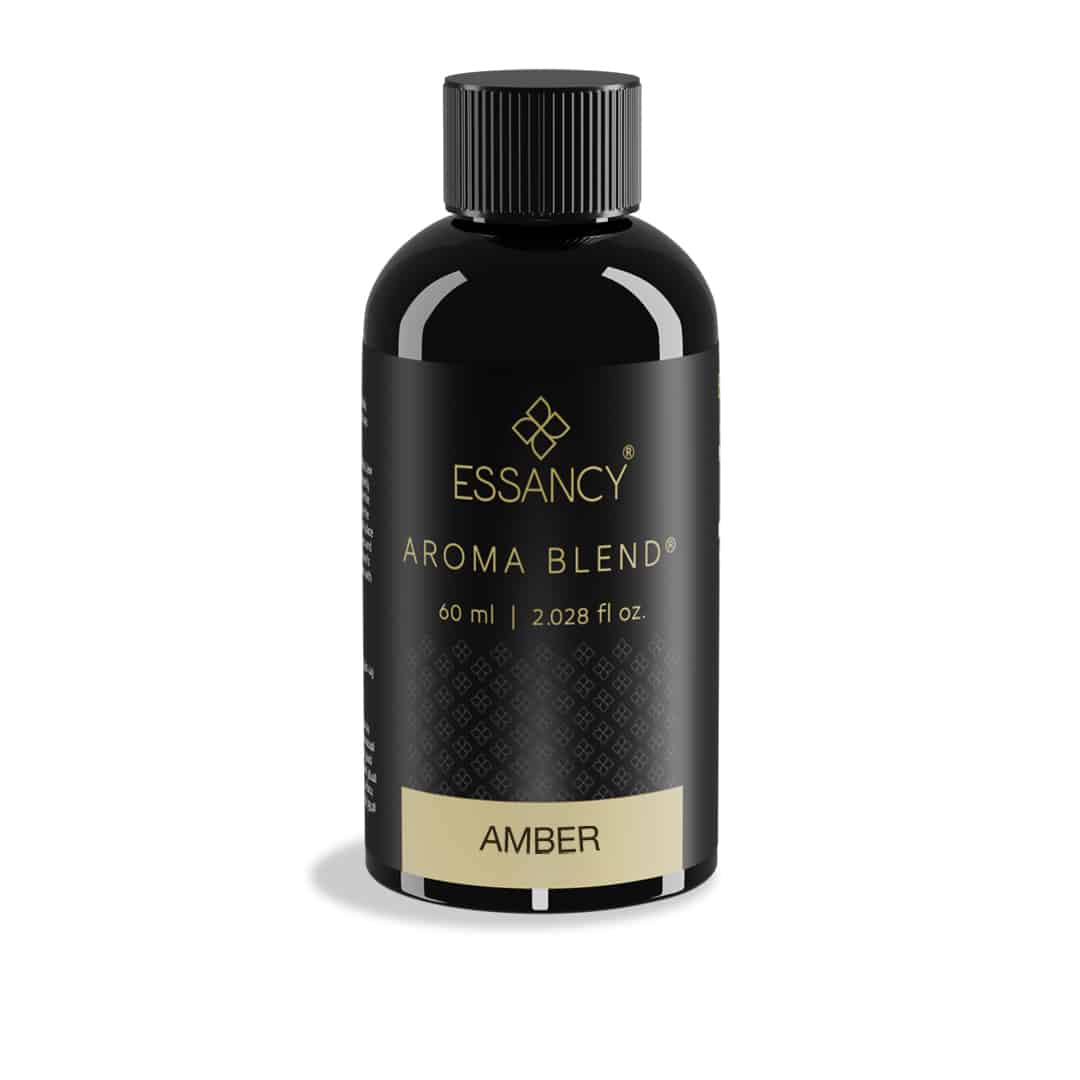 Essancy Aroma Blend bottle labeled 'Amber' on a white background