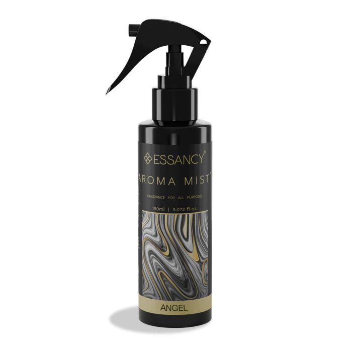 Essancy Aroma Mist bottle with marbled design on a white background