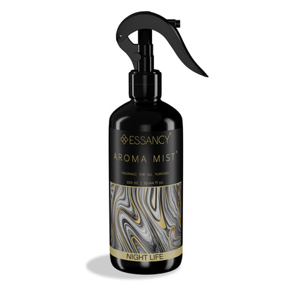 Essancy Aroma Mist bottle with marbled label on a white background