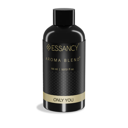 Black bottle of Essancy Aroma Blend with 'Only You' text on a white background