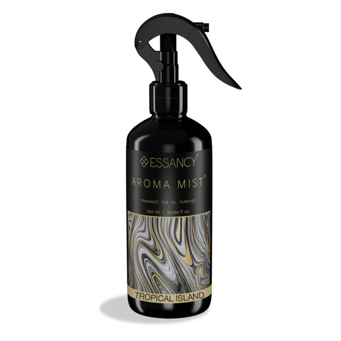 Essancy Aroma Mist bottle with marbled label on a white background