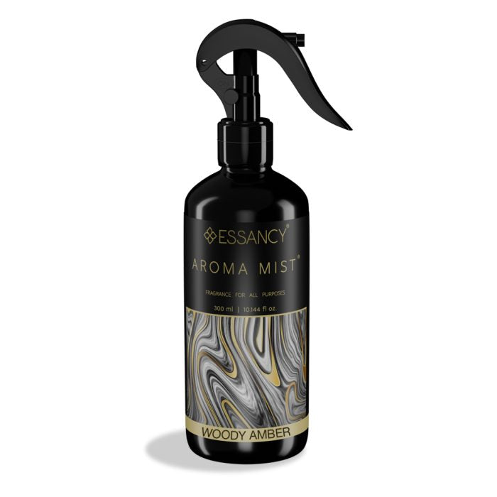 Essancy Aroma Mist bottle with marbled label on a white background