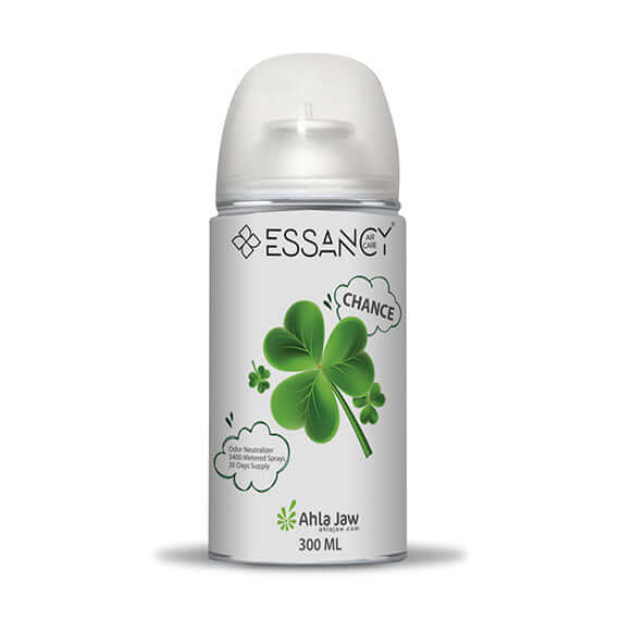 Essancy deodorant bottle with a four-leaf clover design on a white background