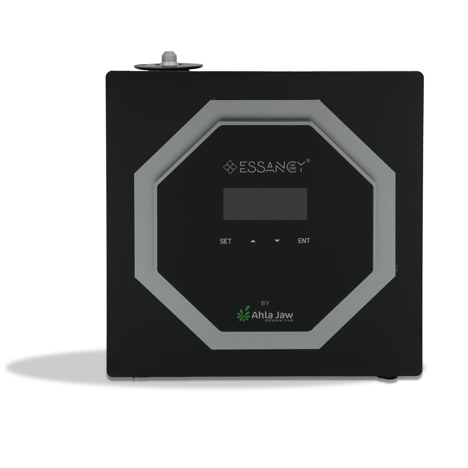 Black electronic device with Essangt branding on a white background